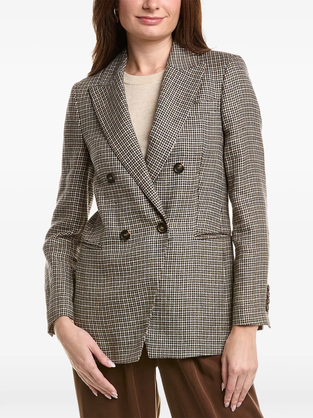 Brunello Cucinelli checked double-breasted blazer - Schwarz