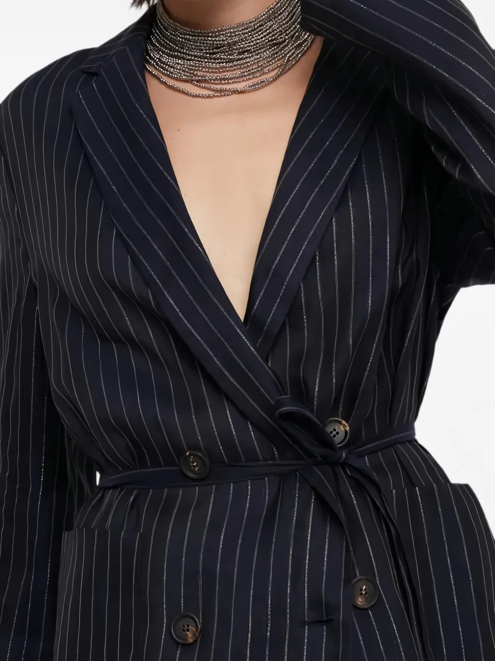  Brunello Cucinelli Pinstripe Blazer - Azul 