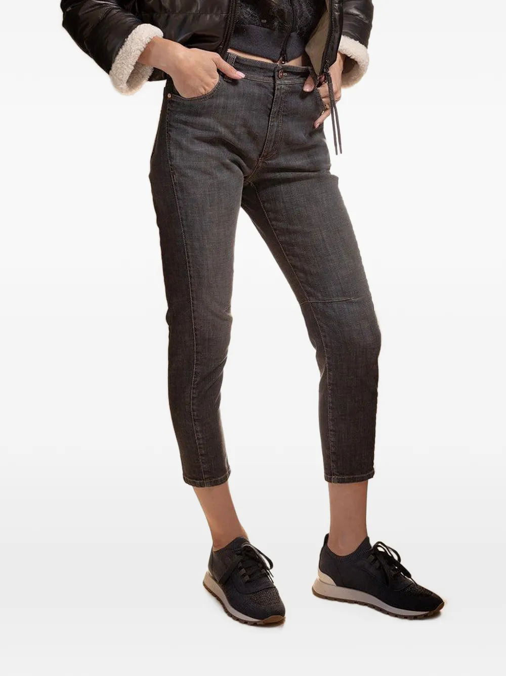Brunello Cucinelli buttoned cropped jeans - Grau