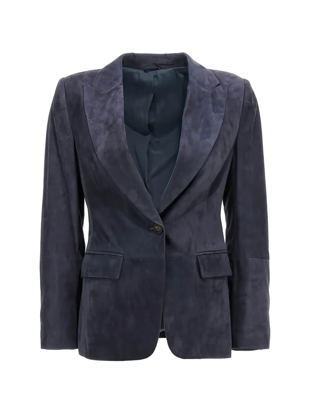 Brunello Cucinelli suede single-breasted blazer - Blu