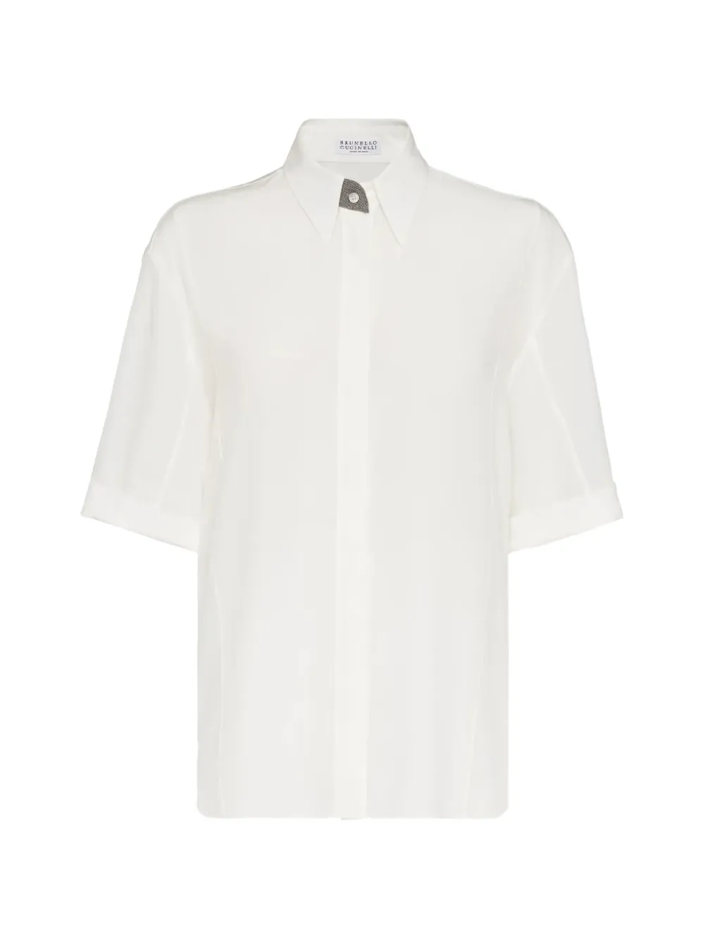 Brunello Cucinelli Monili-embellished short-sleeve shirt - Weiß