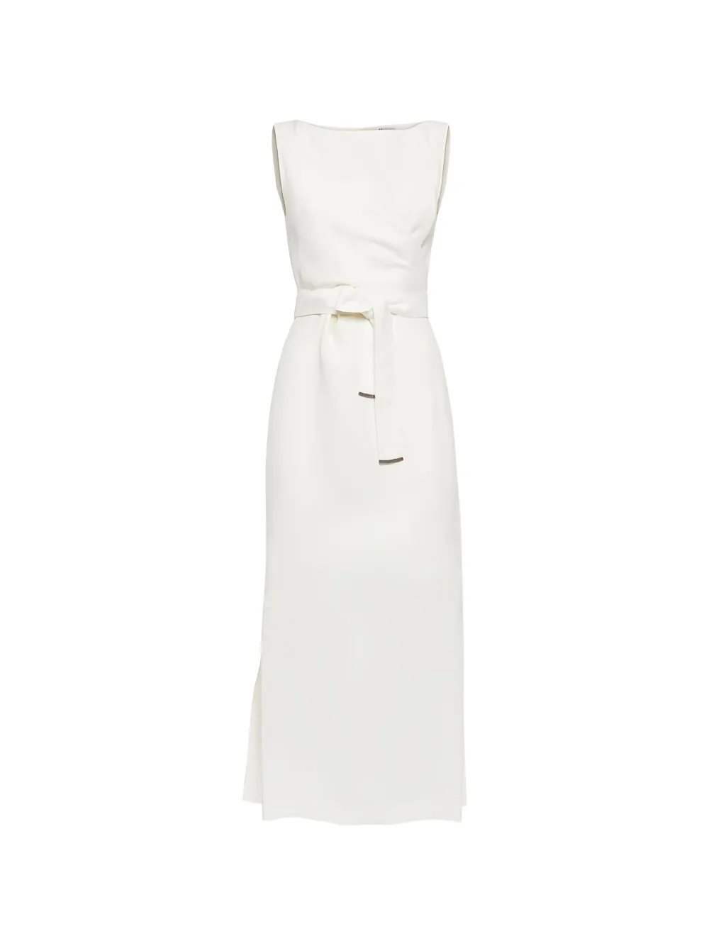 Brunello Cucinelli belted wrap-style midi dress - Bianco