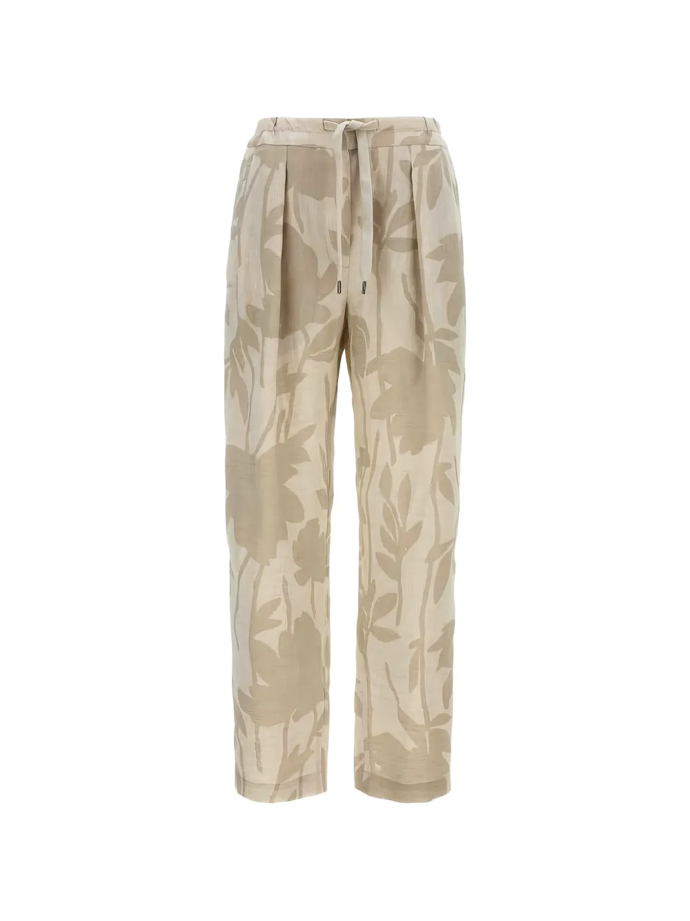 Brunello Cucinelli floral-print linen trousers - Neutrals