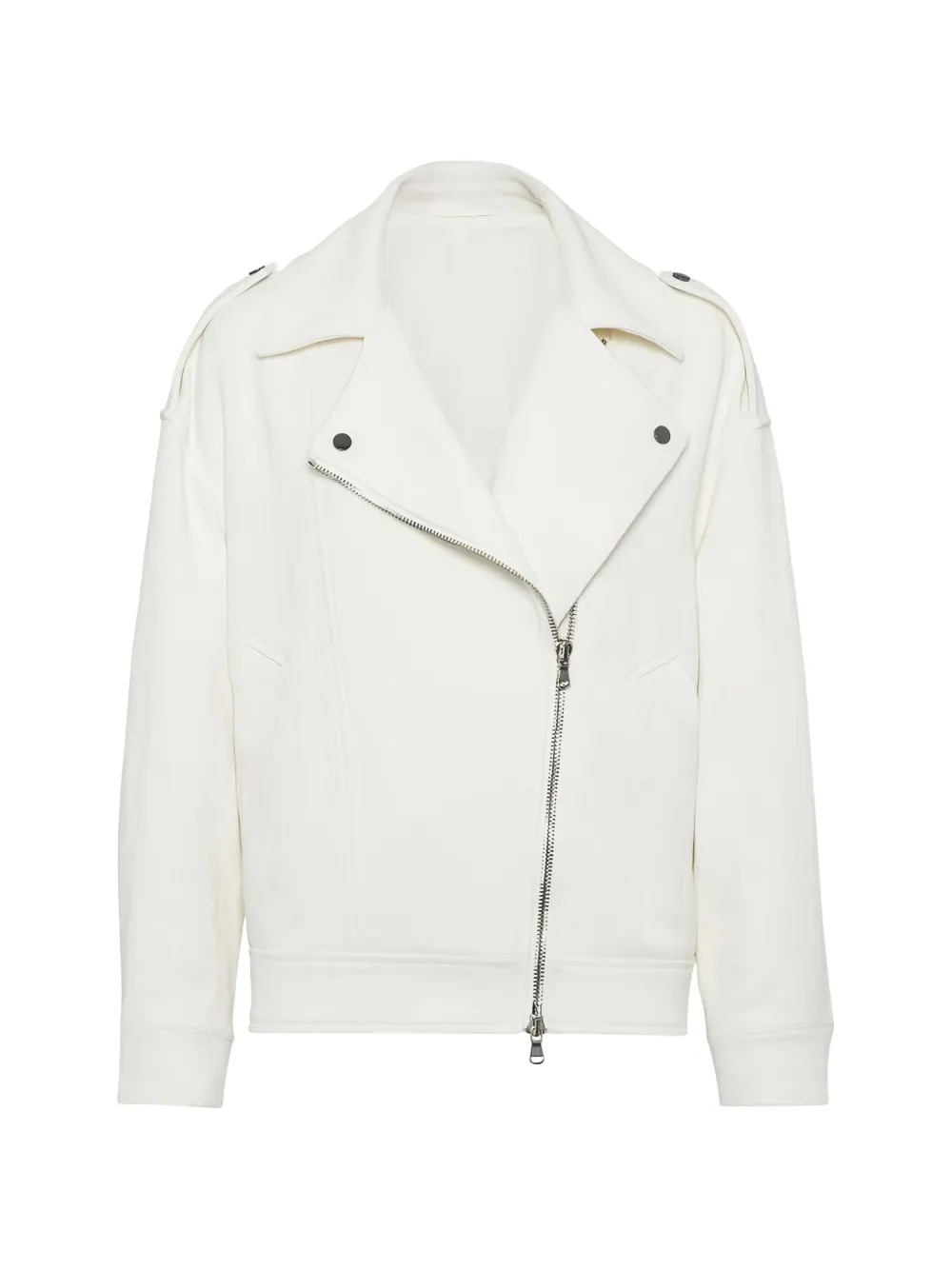 Brunello Cucinelli asymmetric-zip biker jacket - White