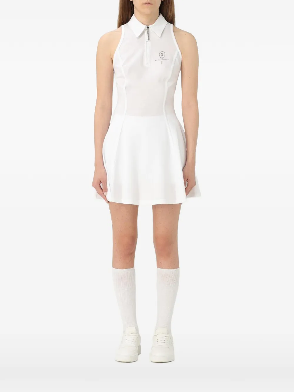 Brunello Cucinelli zip-collar sleeveless mini dress - Bianco