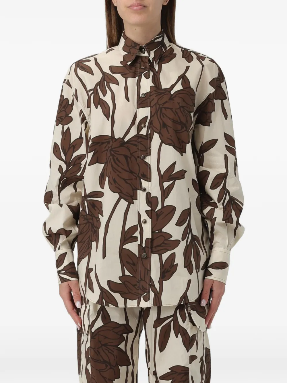 Brunello Cucinelli floral-print shirt - Neutrals