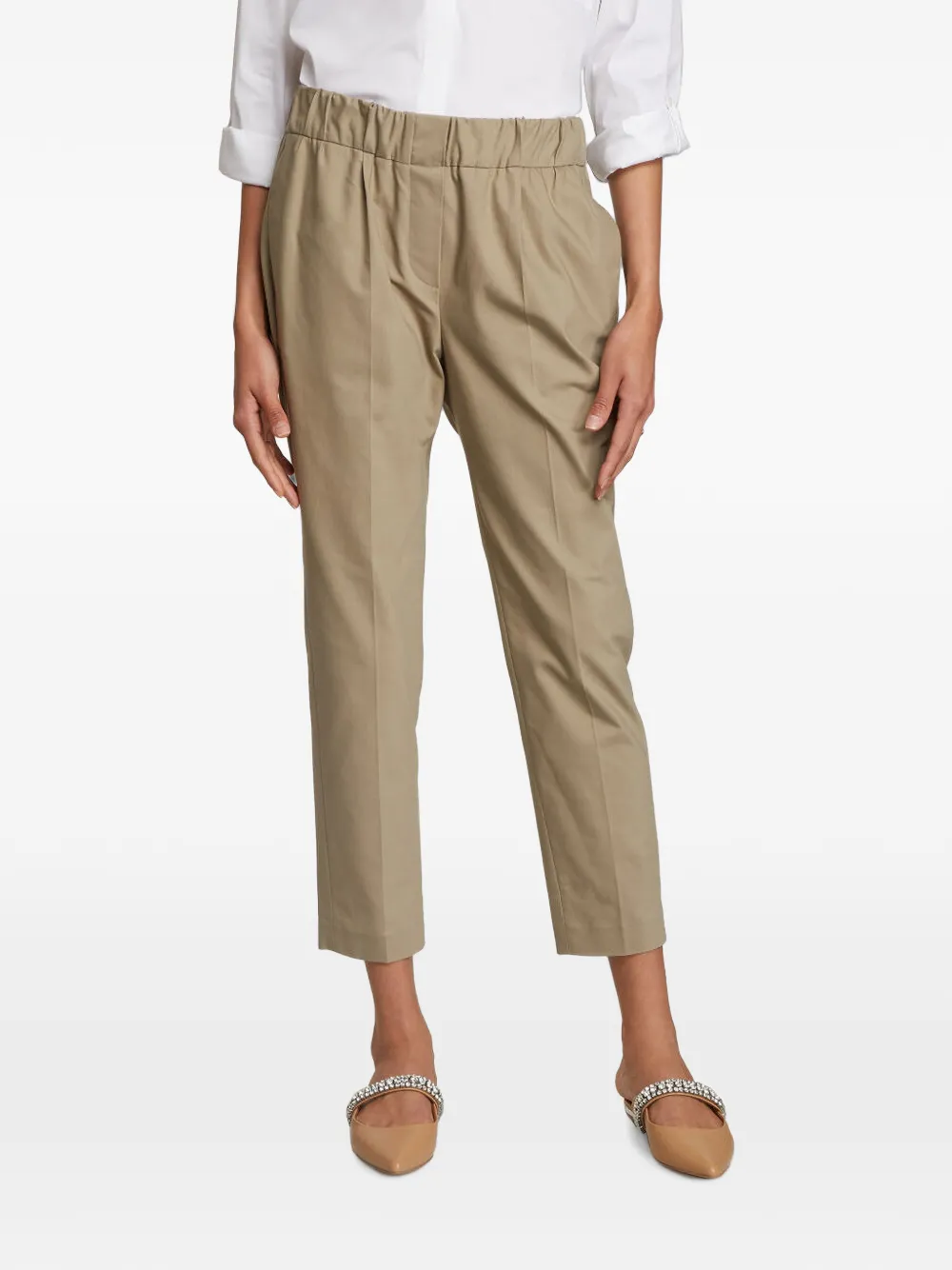Brunello Cucinelli elasticated-waist tapered trousers - Neutrals