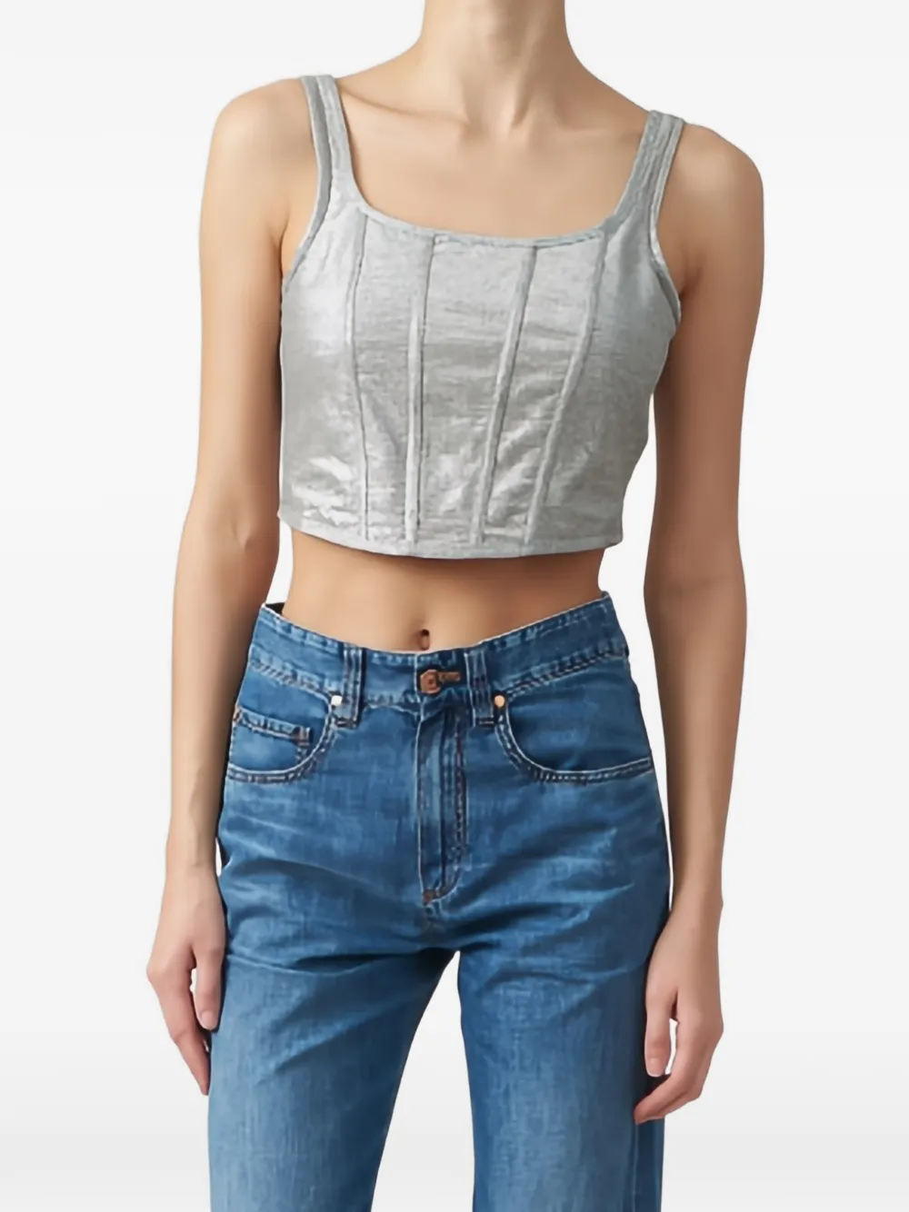 Brunello Cucinelli corset-style crop top - Blu