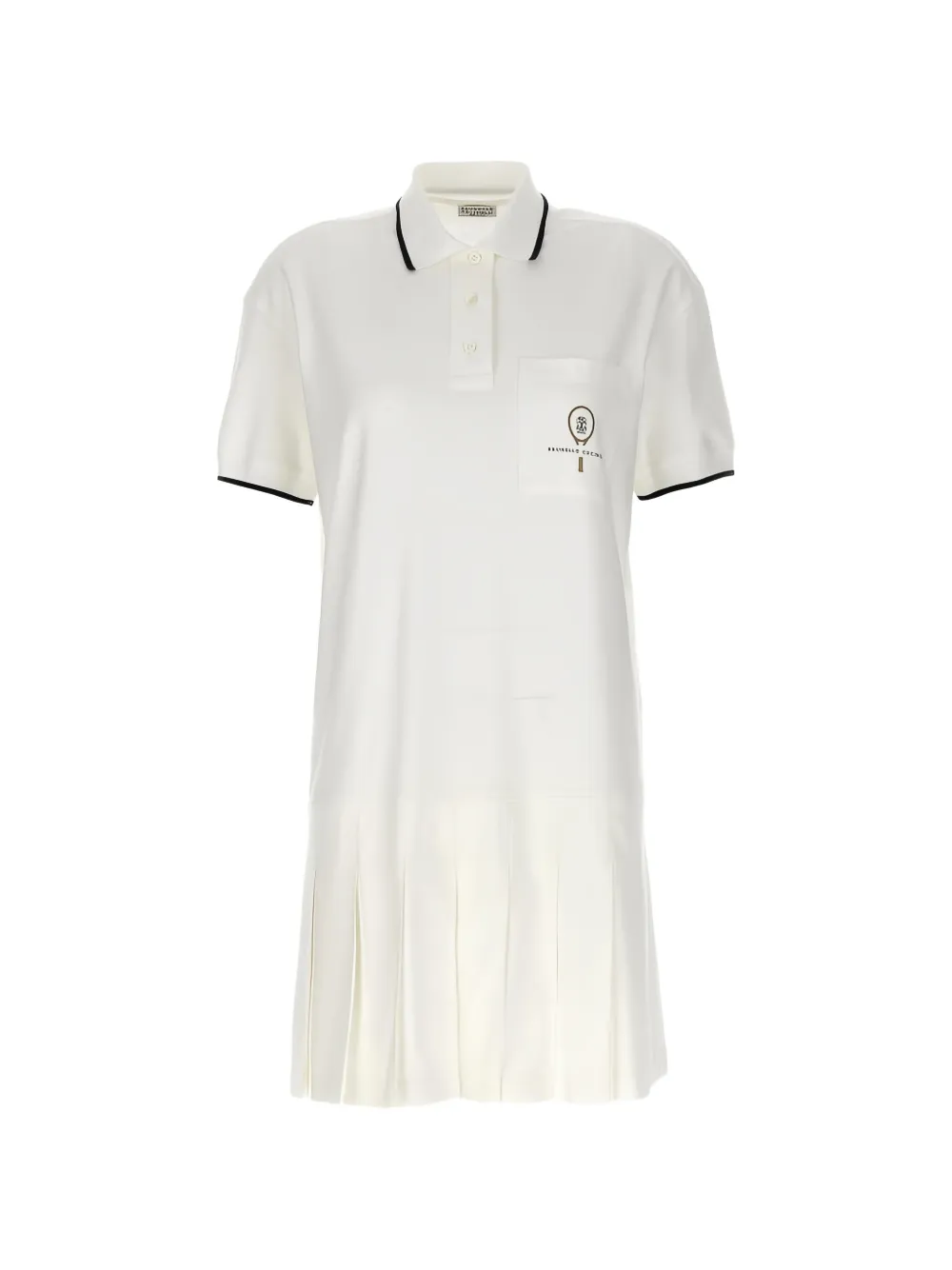 Brunello Cucinelli pleated-skirt polo mini dress - Bianco