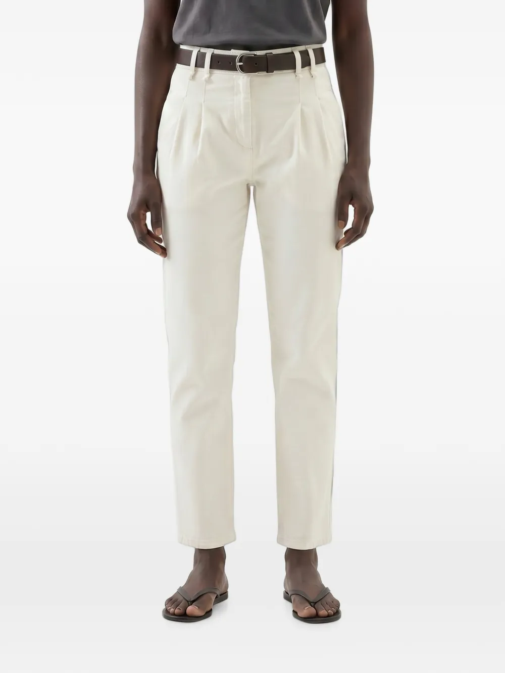Brunello Cucinelli pleated cropped trousers - Neutrals