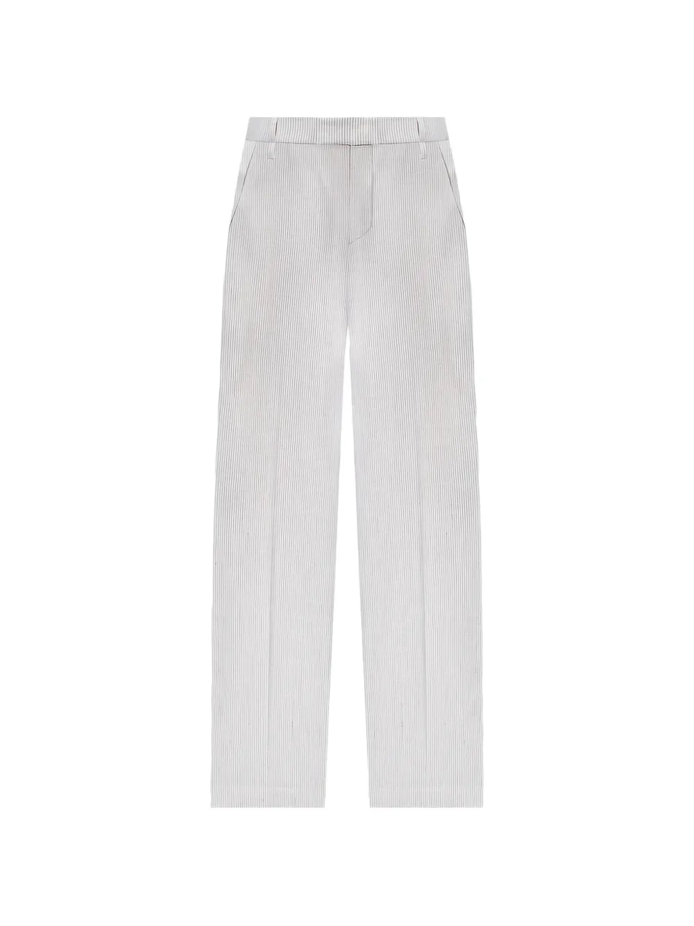Brunello Cucinelli Striped Linen-blend Trousers In Gray