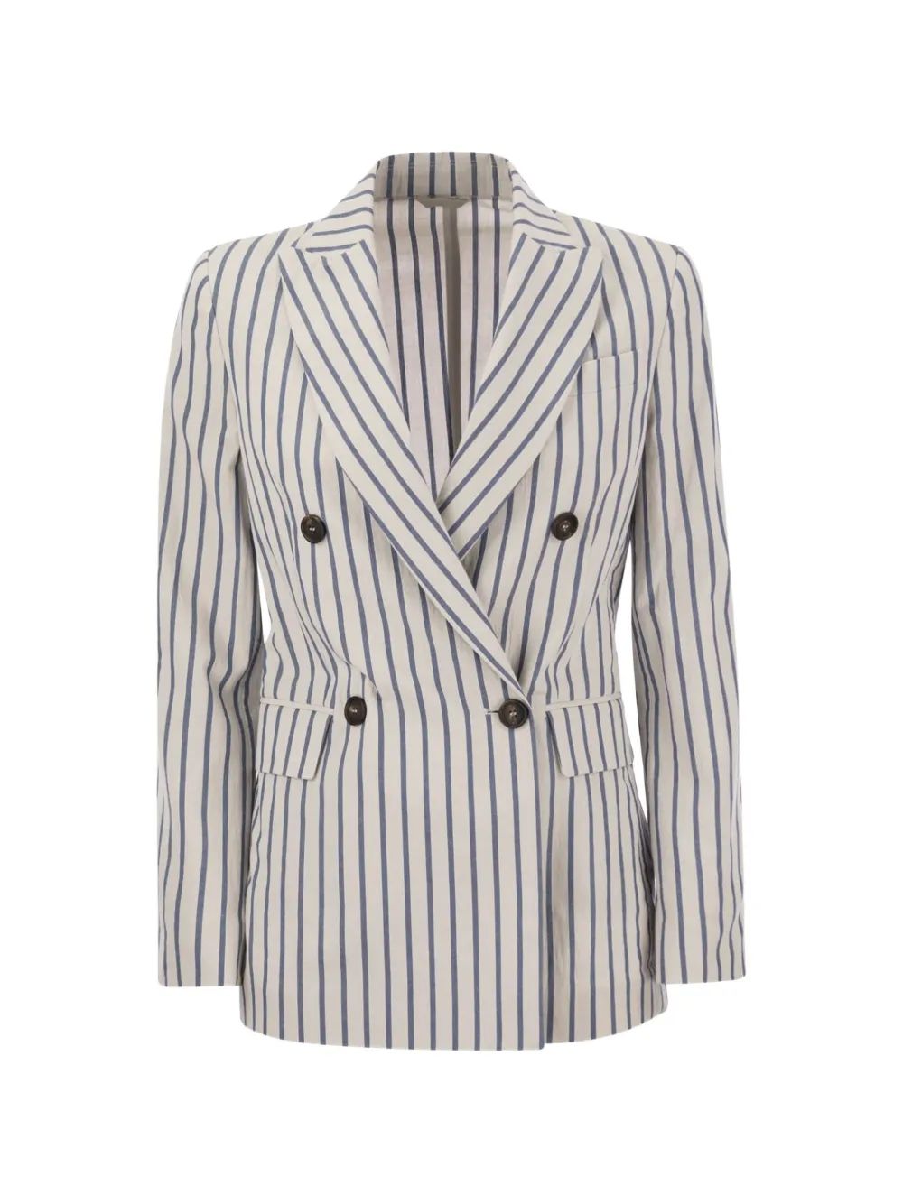 Brunello Cucinelli striped double-breasted jacket - Toni neutri