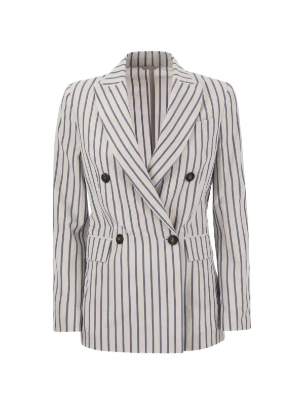Brunello Cucinelli ストライプ ダブルジャケット | ニュートラル