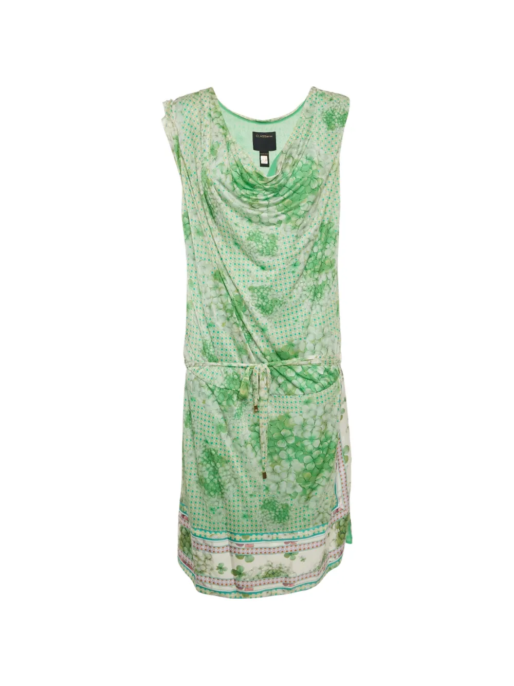 Roberto Cavalli Vintage cowl-neck tie-waist mini dress - Verde
