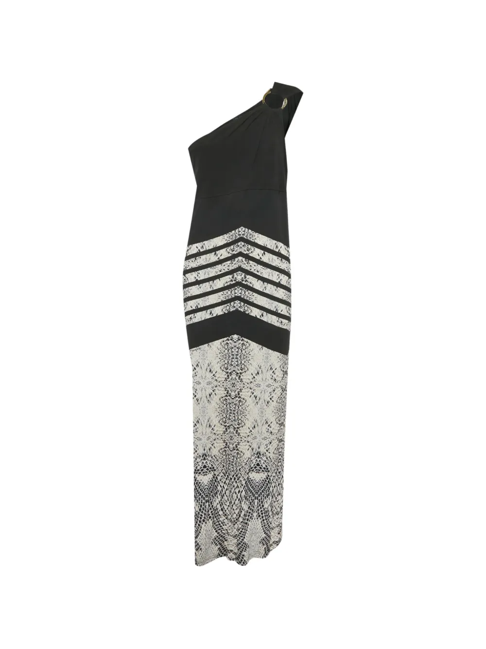 Roberto Cavalli snake-print one-shoulder maxi dress - Nude