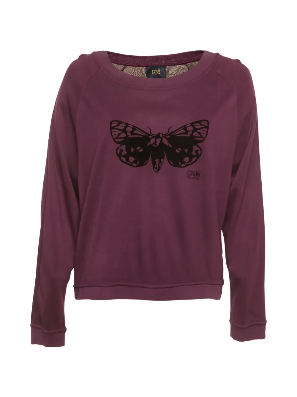 Cavalli Class butterfly-detail wide-neck sweatshirt - Viola