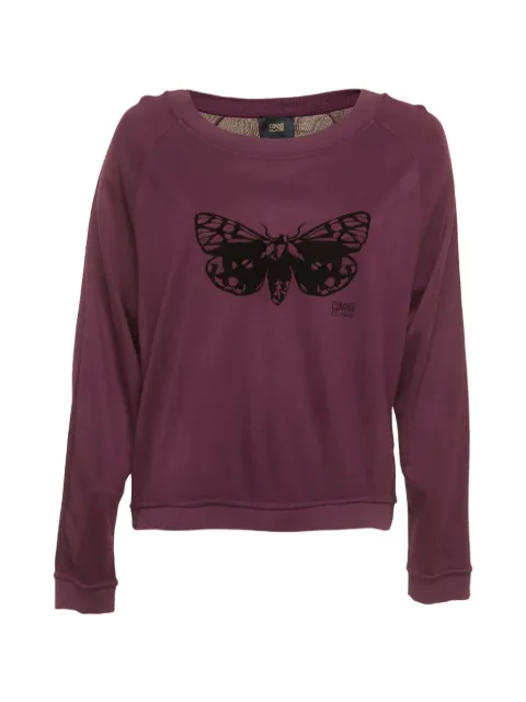 Cavalli Class butterfly-detail wide-neck sweatshirt