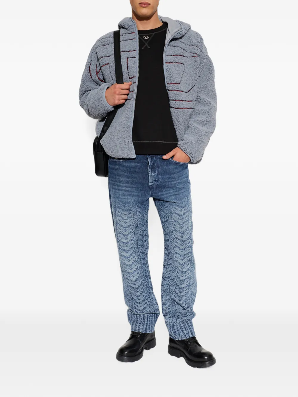 Diesel Teddy hoodie met geborduurd logo Grijs