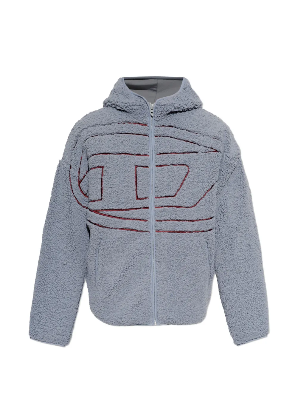 Diesel Hoodie mit Teddy-Stickerei - Grau