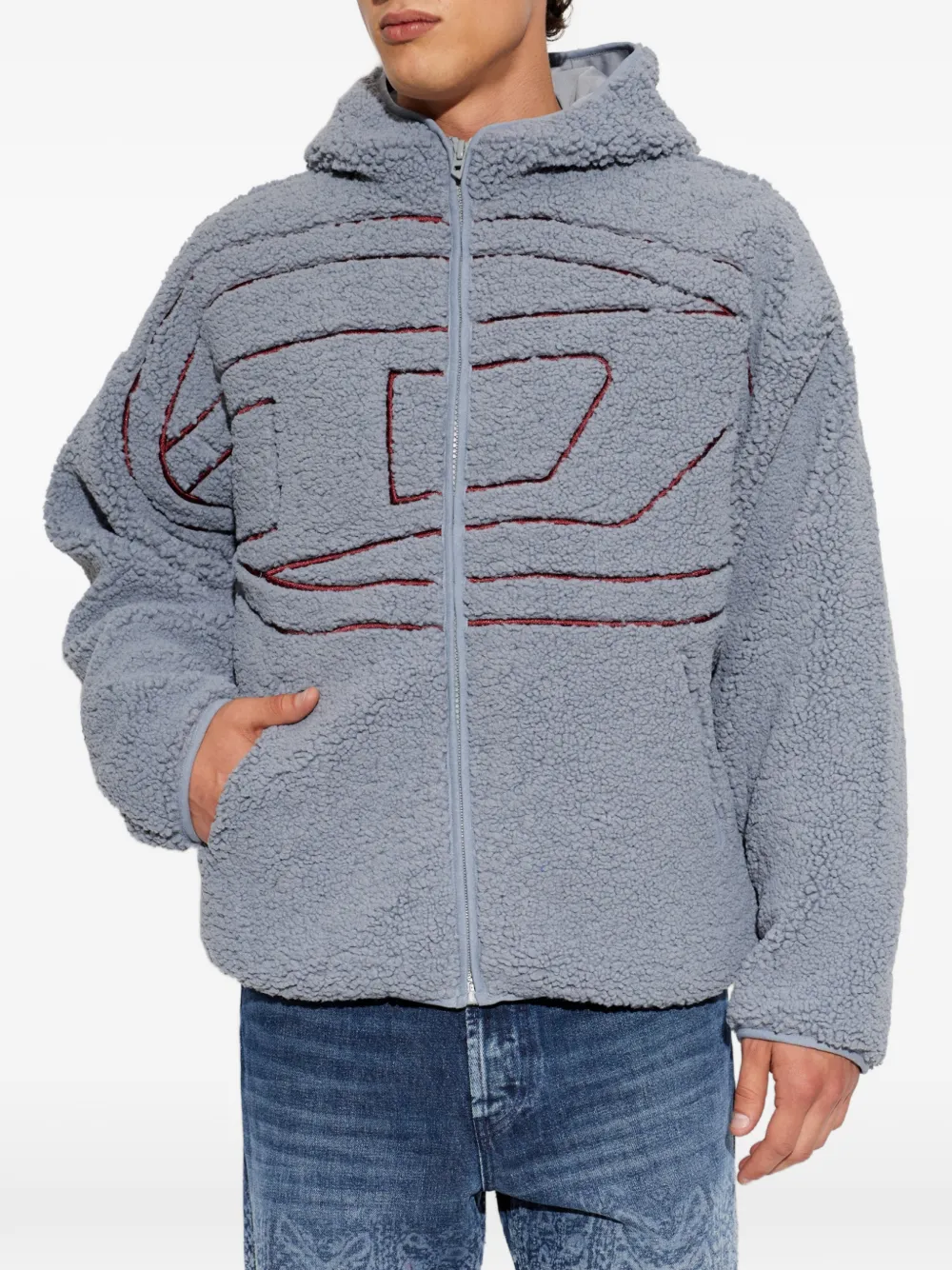 Diesel Teddy hoodie met geborduurd logo Grijs