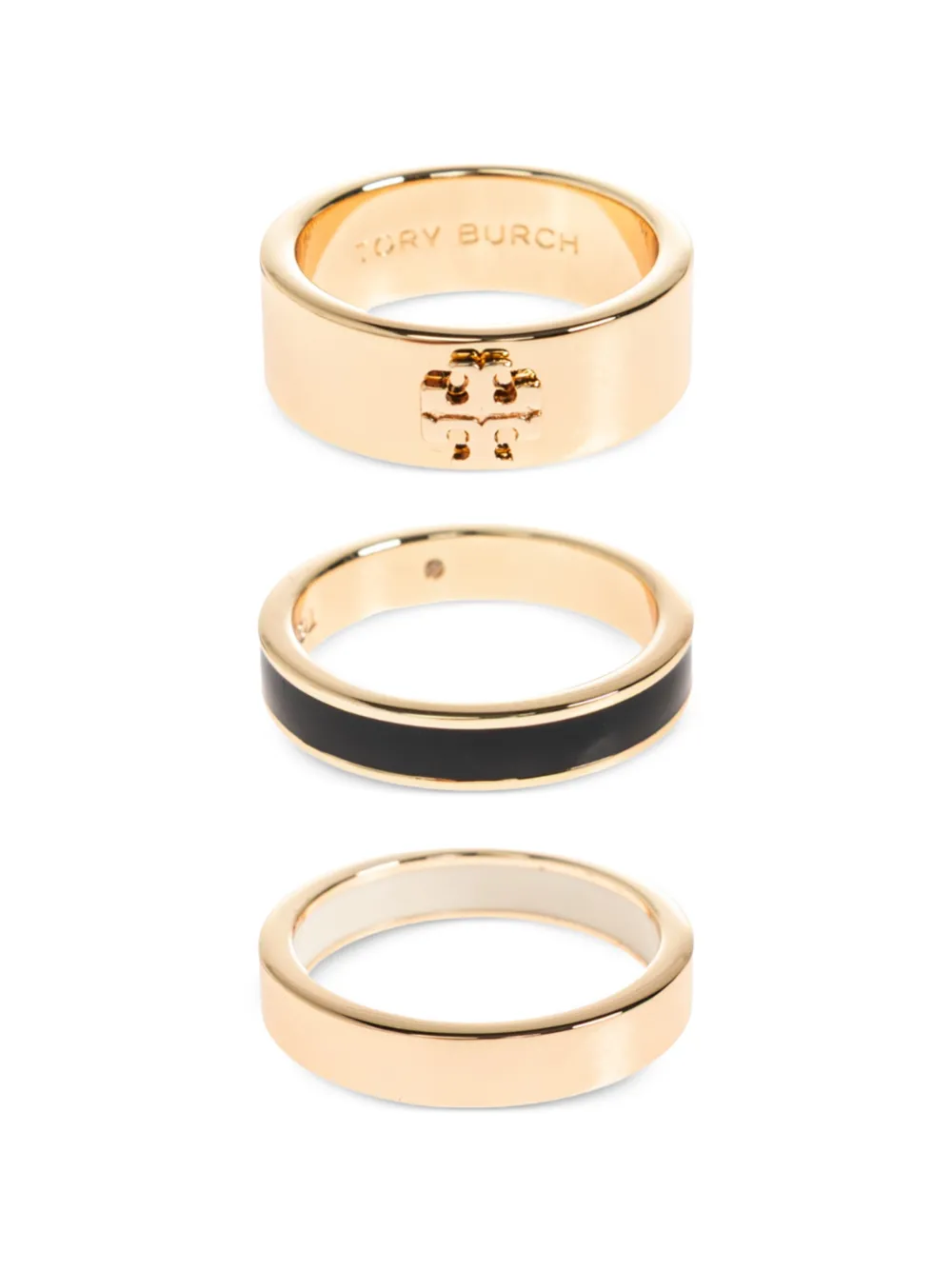 Tory Burch Icon enaml rings (set of three) - Gold