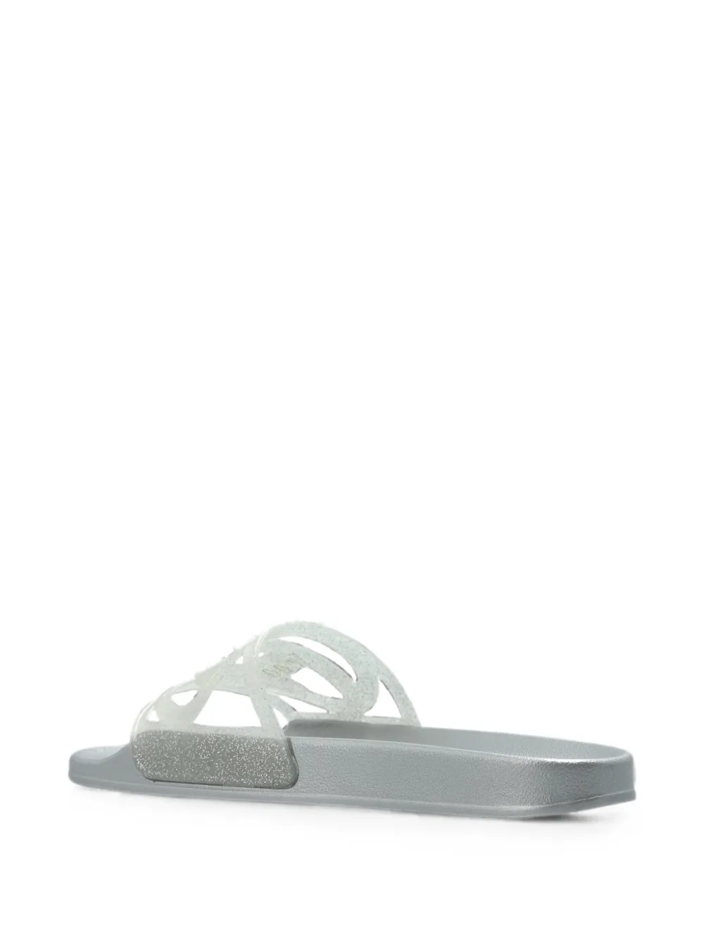 Diesel Sa-Clyde glitter-effect logo-plaque slides Grijs