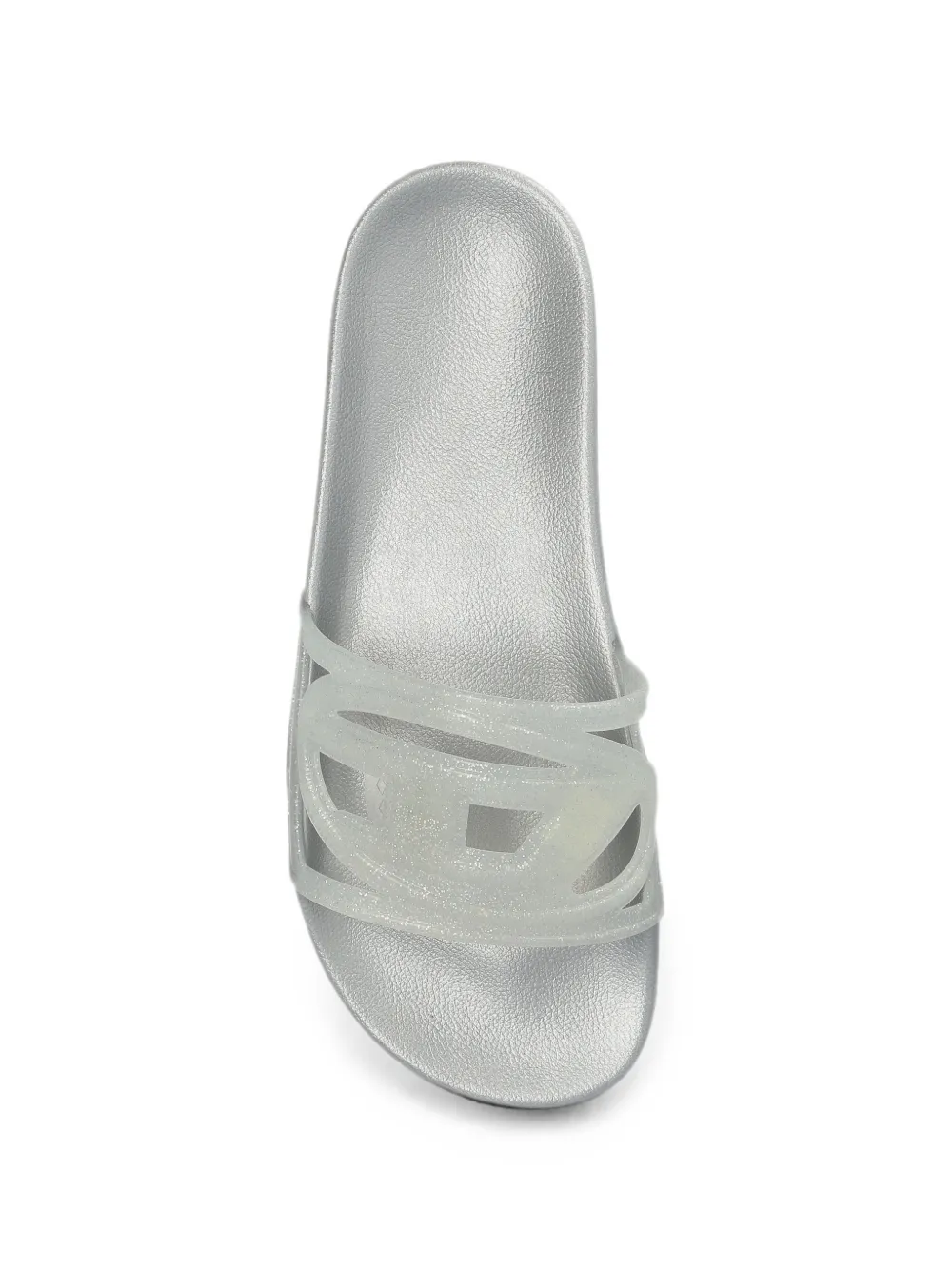 Diesel Sa-Clyde glitter-effect logo-plaque slides Grijs