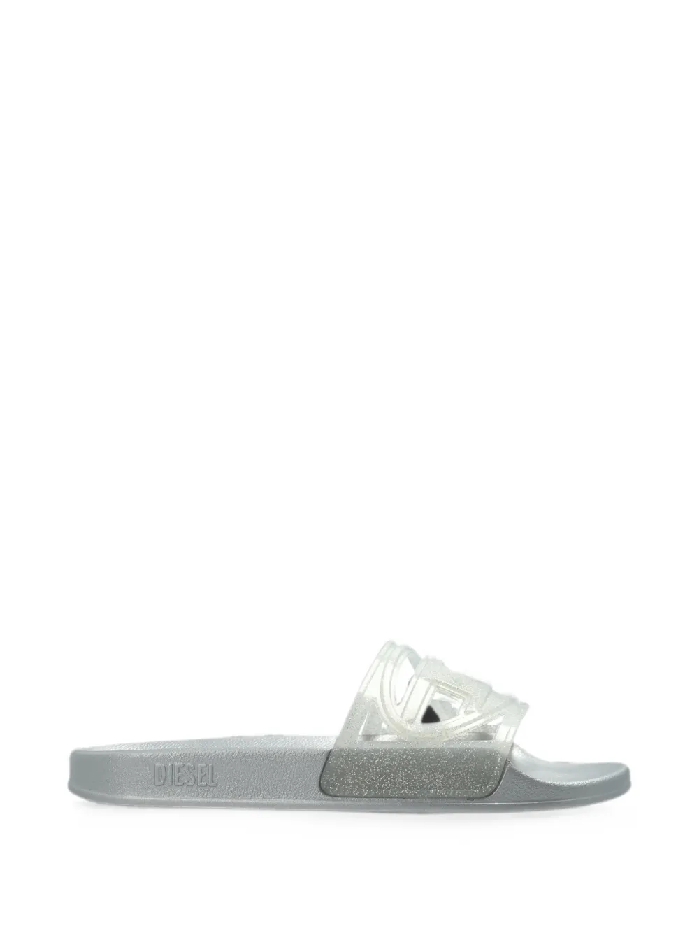 Diesel Sa-Clyde glitter-effect logo-plaque slides Grijs