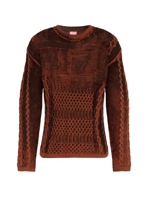 Diesel K-Mione treated cable-knit panelled sweater