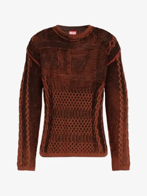 Diesel K-Mione treated cable-knit panelled sweater