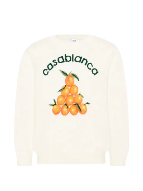 CASABLANCA KIDS logo-intarsia orange-motif sweater