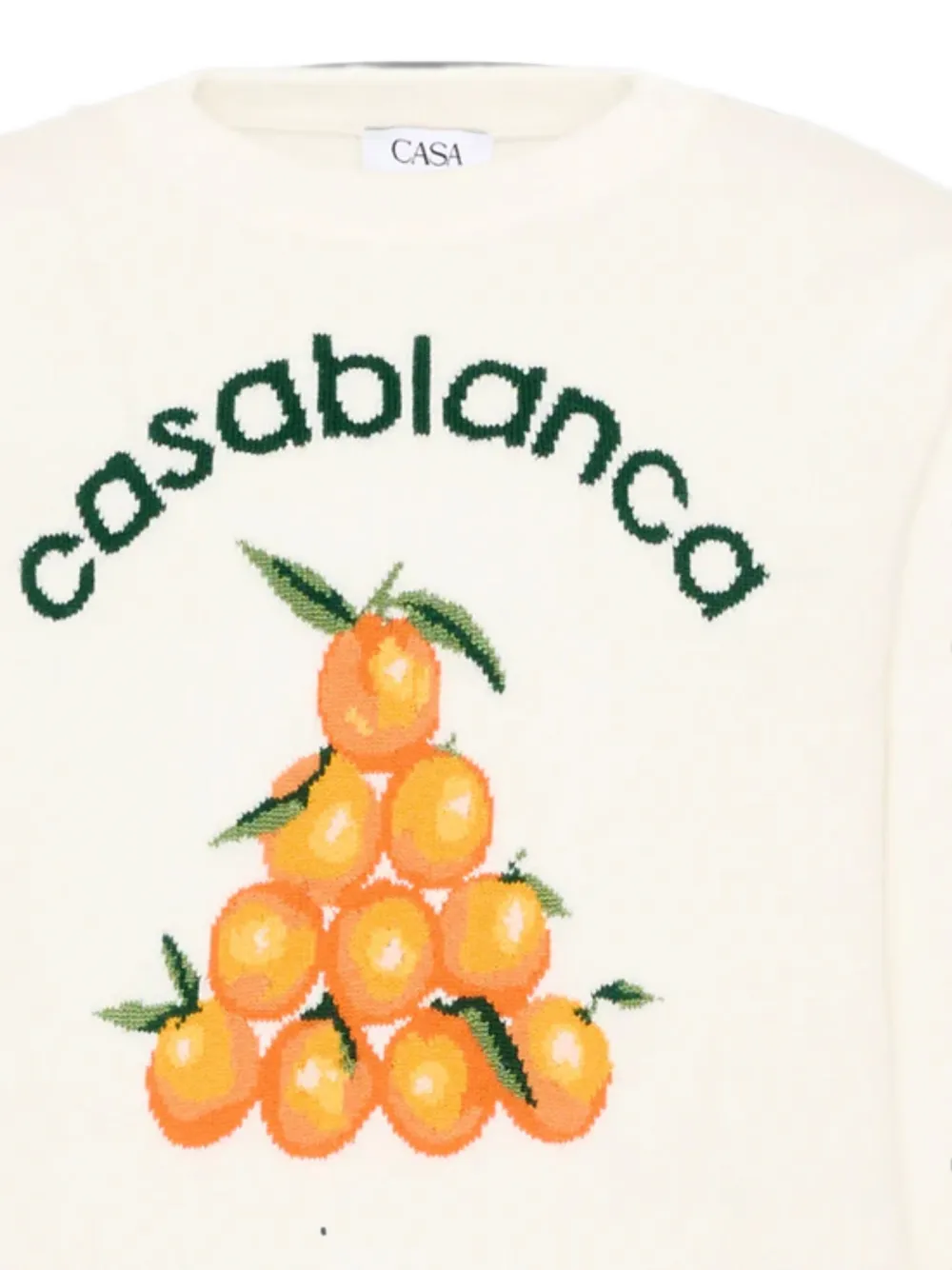 CASABLANCA KIDS Trui met logo-intarsia en oranje-patroon Beige