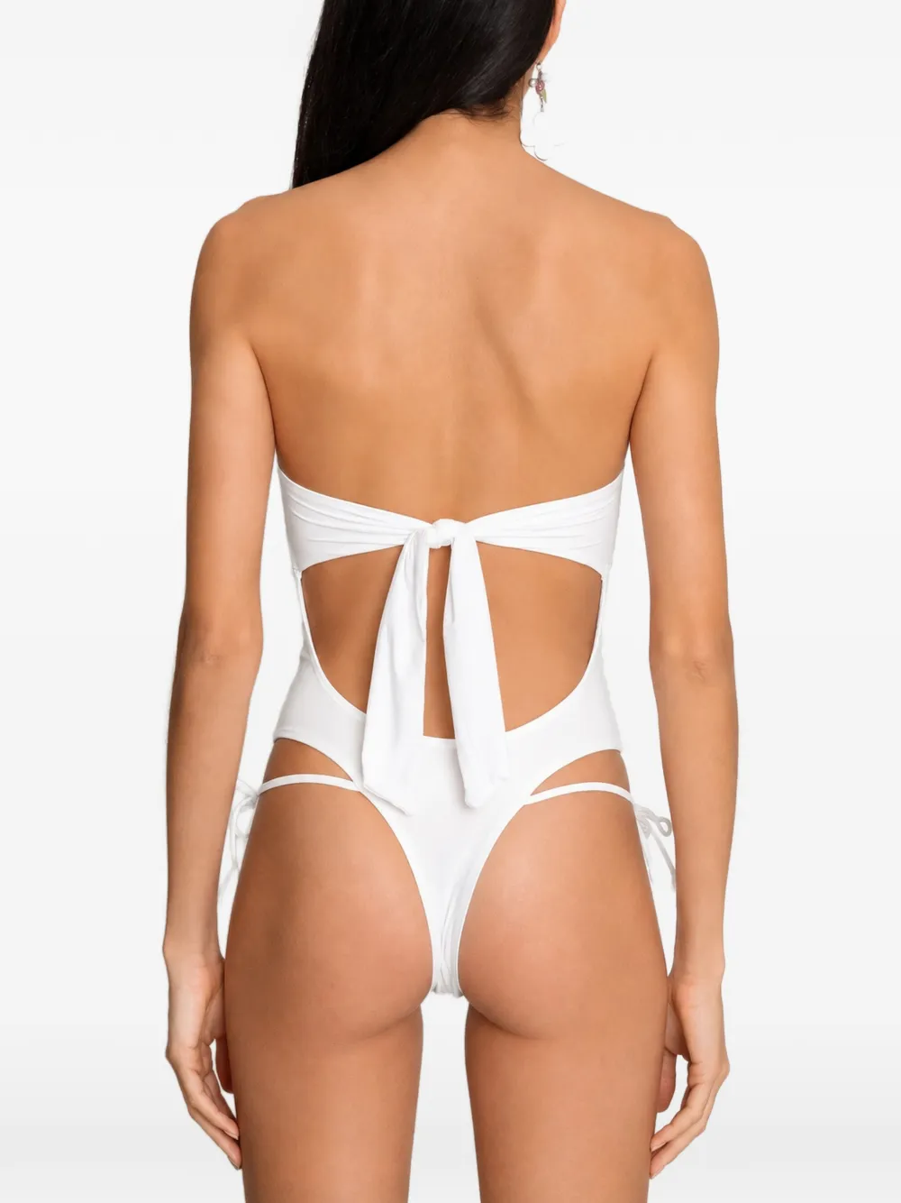 Amir Slama x Tati Barbieri verfraaid strapless badpak met strik Wit
