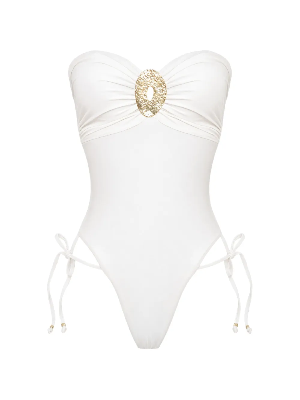 Amir Slama X Tati Barbieri Costume intero senza spalline con decorazione - Bianco