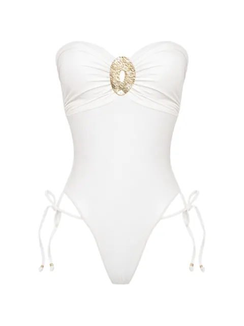 Amir Slama x Tati Barbieri embellished side-tie strapless swimsuit