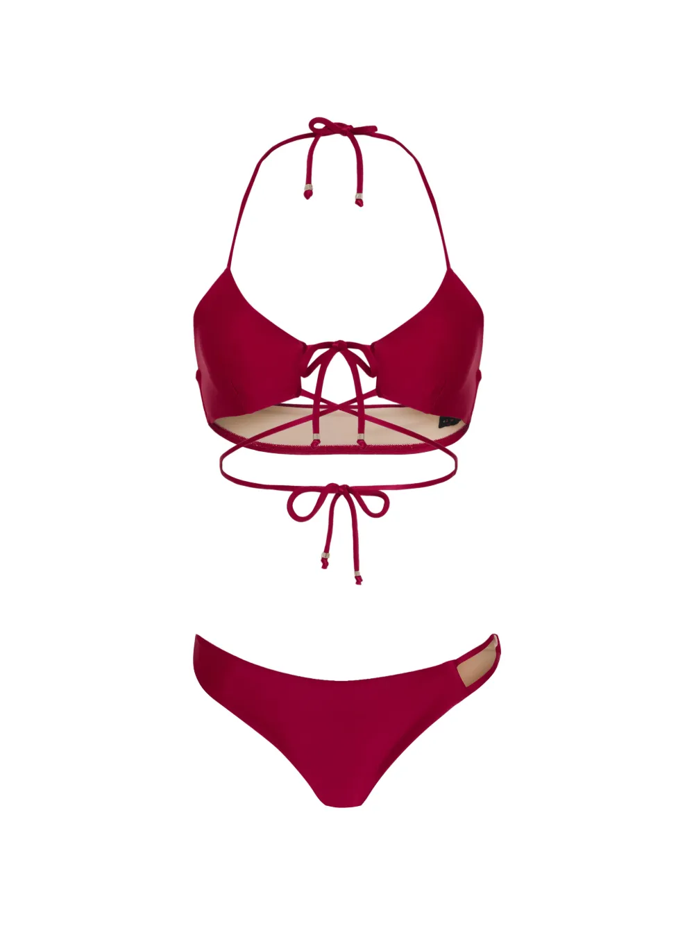 Amir Slama x Tati Barbieri Neckholder-Bikini mit Schnürung - Rot