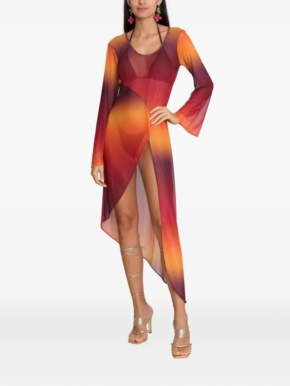 Amir Slama x Tati Barbieri asymmetrische strandbedekking met ombré-effect Oranje