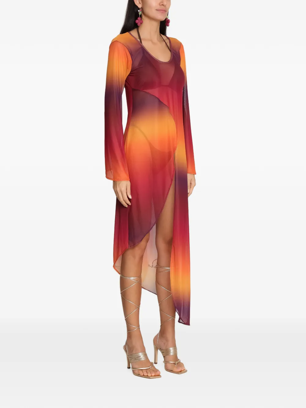 Amir Slama x Tati Barbieri asymmetrische strandbedekking met ombré-effect Oranje