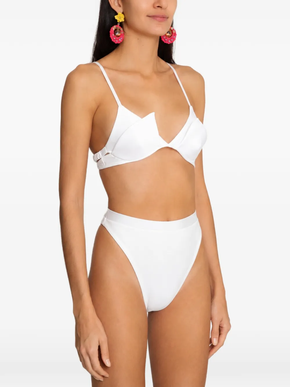 Amir Slama x Tati Barbieri high-waist bikini met geometrische cup Wit