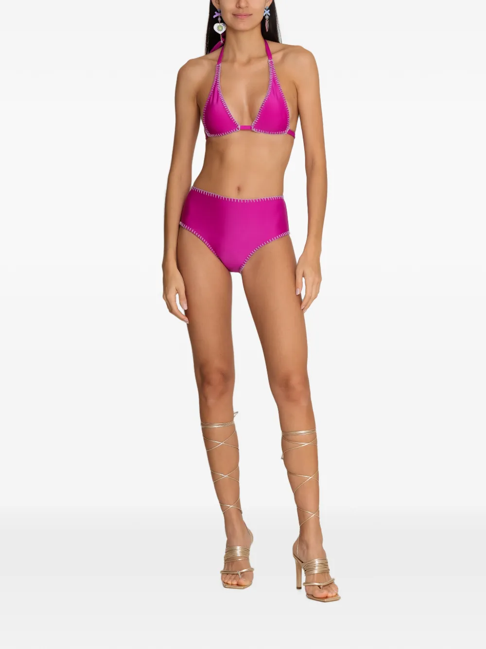 Amir Slama x Tati Barbieri bikini met stervormige uitgesneden details en stiksels Roze