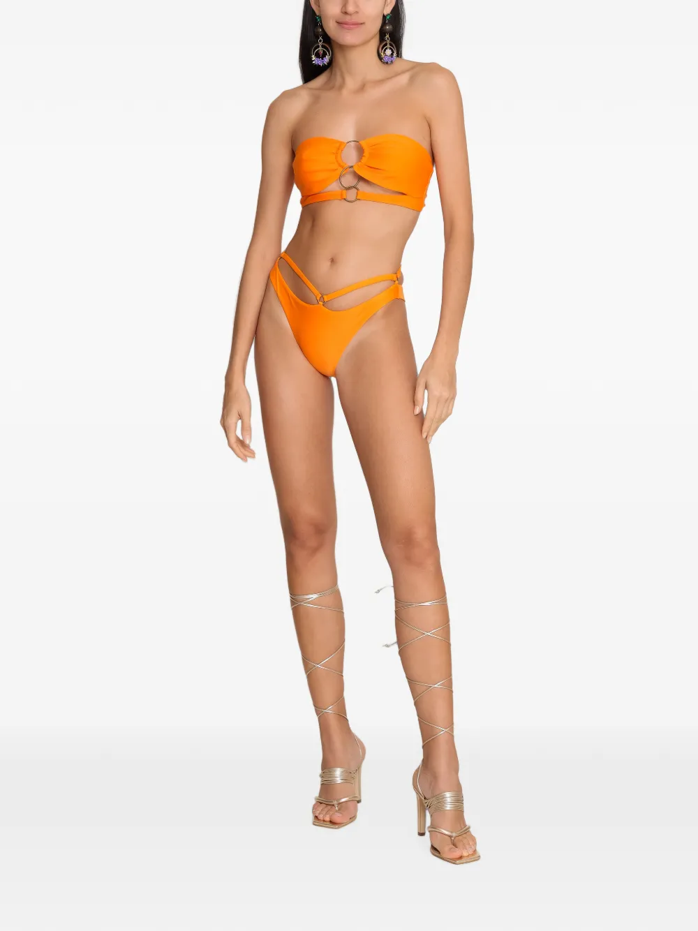 Amir Slama x Tati Barbieri bandeau bikini met ringdetail Oranje