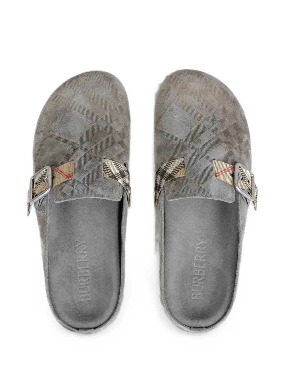 Burberry Geruite muiltjes met gesp Grijs