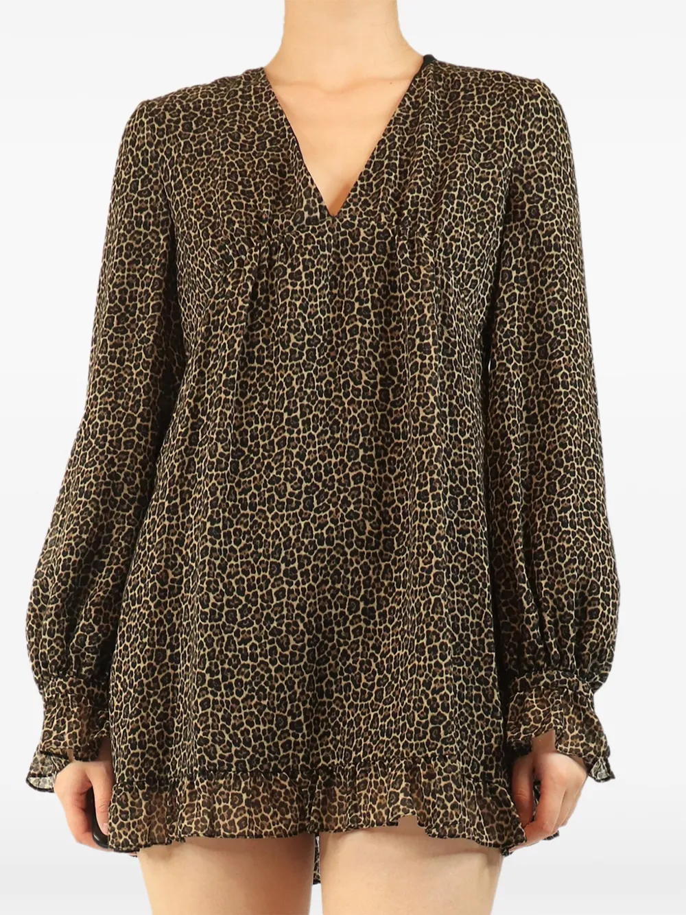 Saint Laurent Pre-Owned Minikleid mit Leoparden-Print - Braun