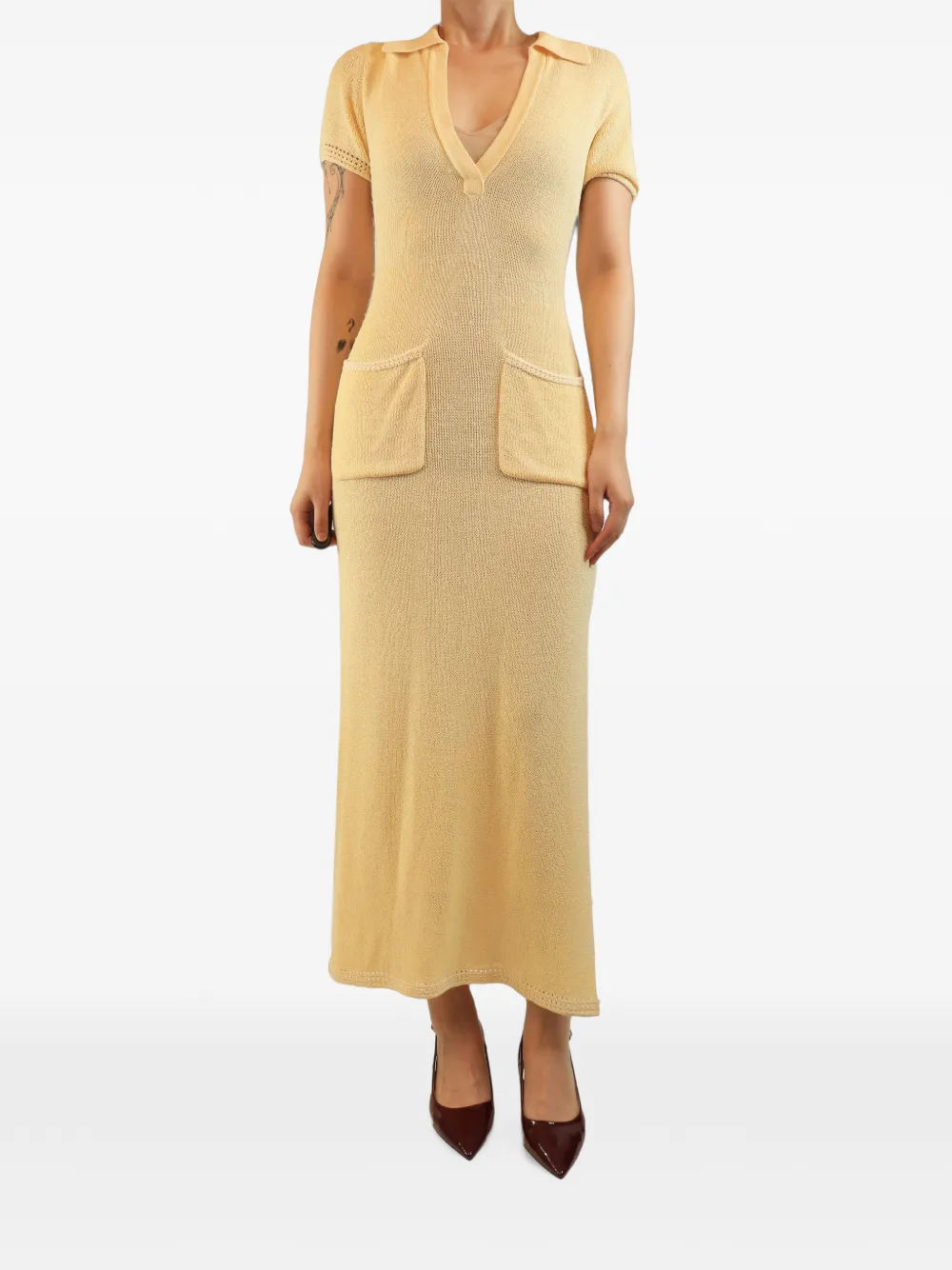 Proenza Schouler robe longue en maille à manches courtes - Jaune