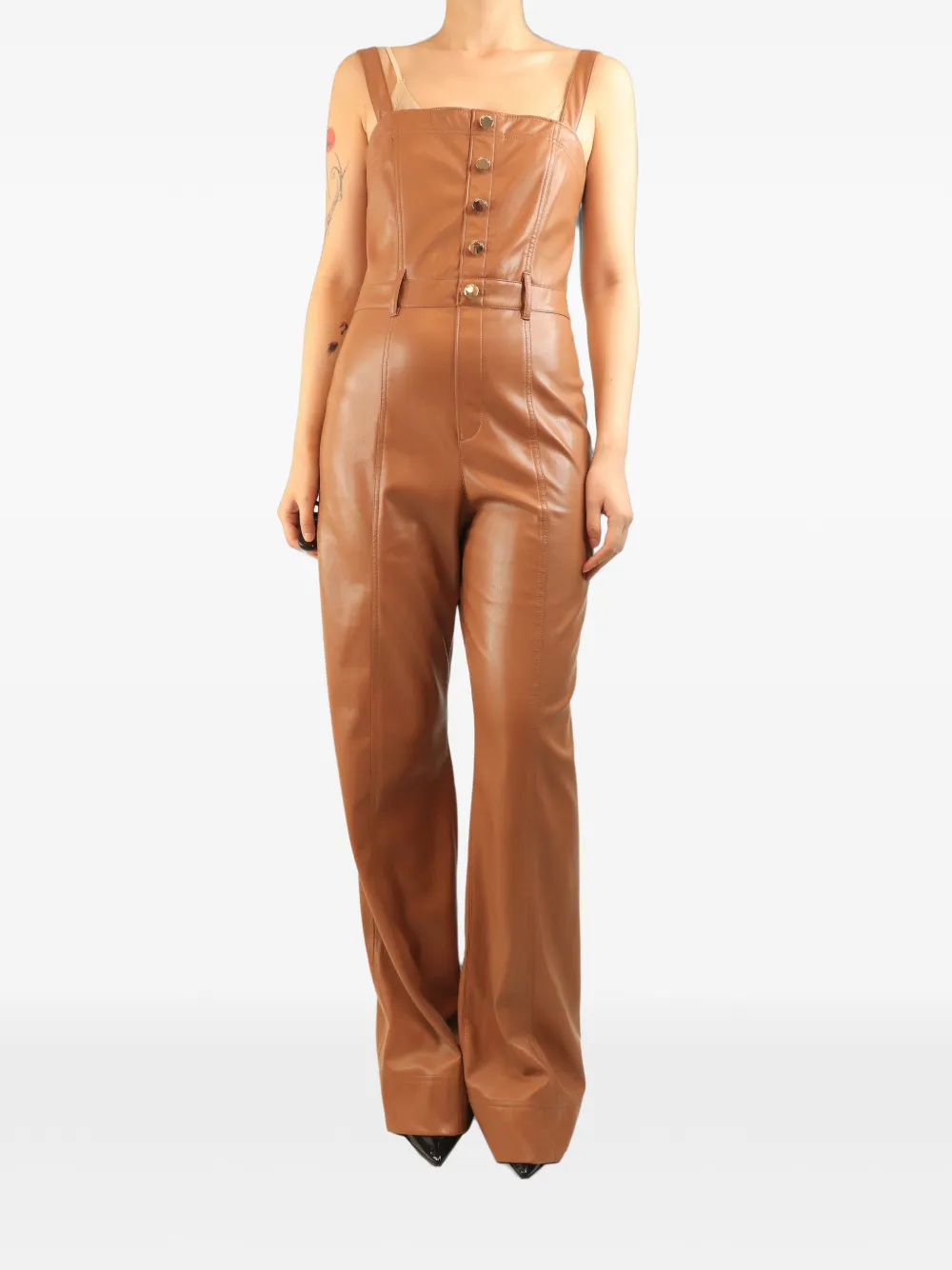 alice + olivia button-front sleeveless jumpsuit - Brown