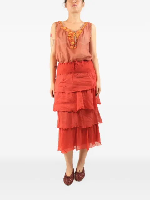 Dosa Tiered drawstring midi skirt