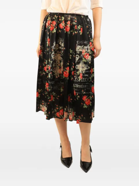Simone Rocha floral-print pleated midi skirt