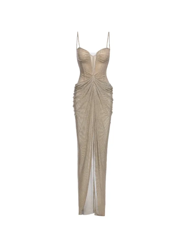 embellished gold maxi dress NISSA crystal-embellished Tulle | gold sequin dress