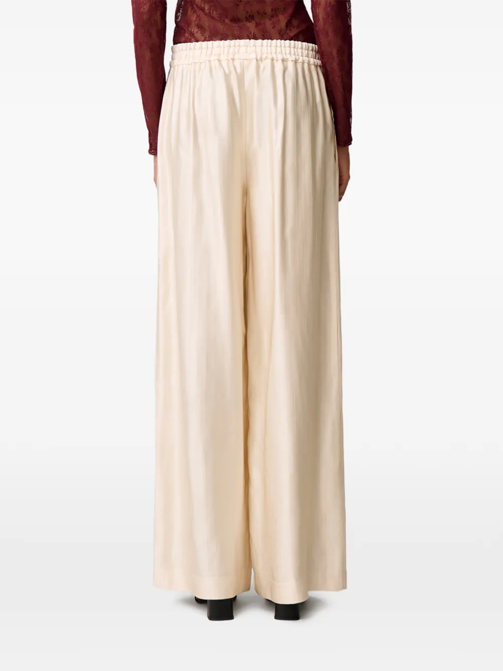 Claudie Pierlot Gestreepte palazzo broek Beige