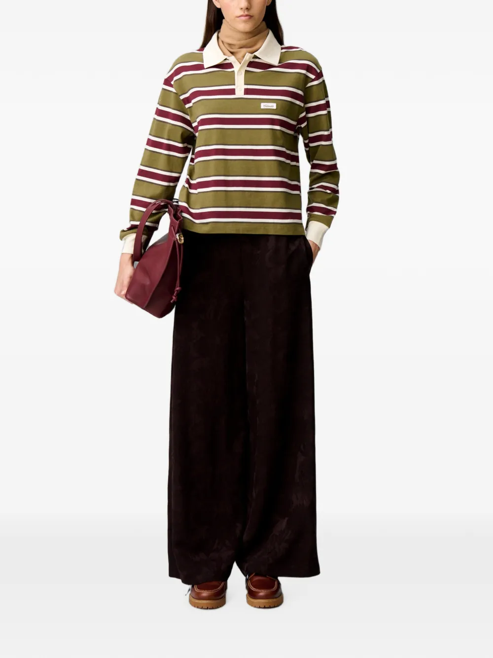 Claudie Pierlot Broek met bloemen-jacquard Bruin